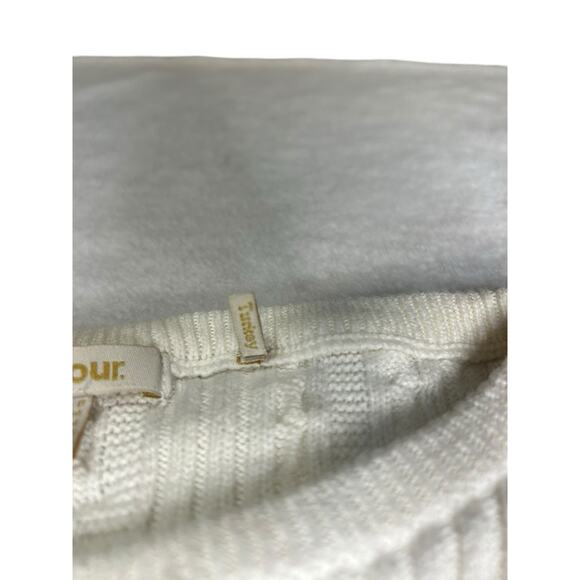 Barbour Cable Knit Sweater Women’s US 4 Cream Pullover Long Sleeve Coastal Chic - Picture 3 of 10